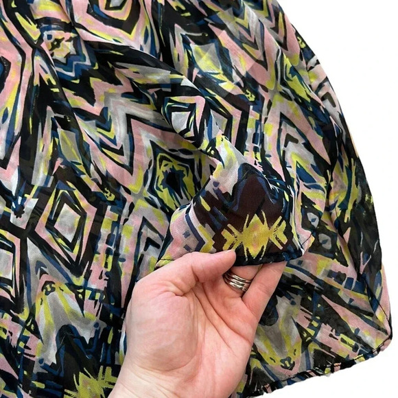 Junarose Abstract Sheer 3/4 Sleeve Tunic Blouse 16 - Picture 3 of 7